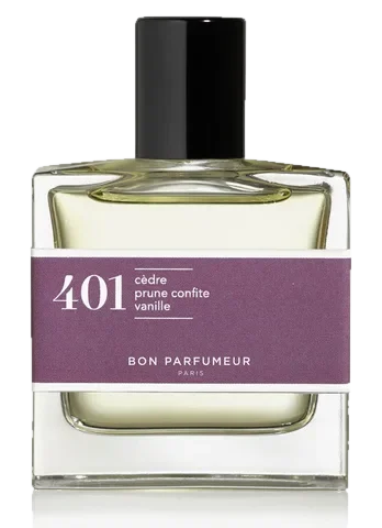 Bon Parfumeur 401 cedar, candied plum, vanilla perfume bottle