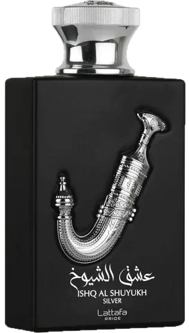 Lattafa Perfumes Ishq Al Shuyukh Silver perfume bottle